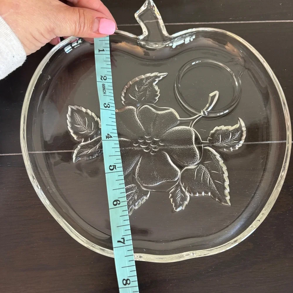 Vintage 1950's | Hazel Atlas Orchard Apple Glass Snack Plates | Set‎ Of 4